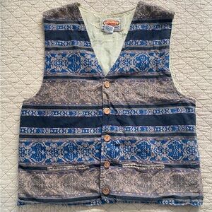 Vintage Paragraff Tapestry Vest Men’s Large Southwestern Aztec Indie